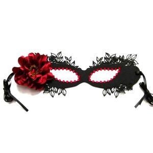 Women Black Felt Cloth Half Face Masquerade Mask .